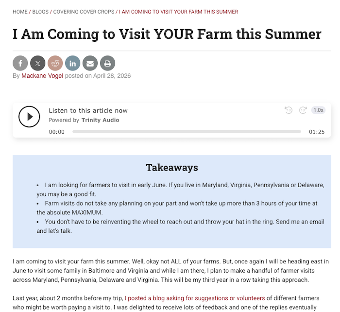 I am coming to your farm blog screenshot