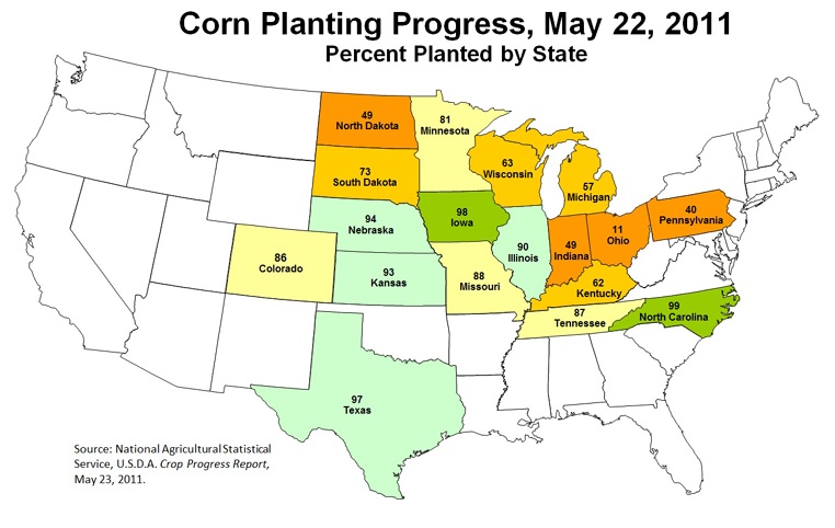 Corn Planting Progress as of May 22