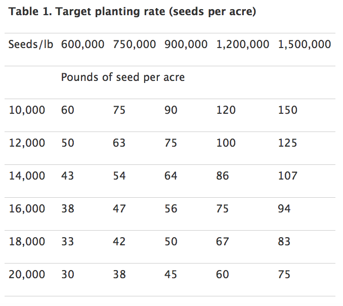 Soybean Seed Size Chart